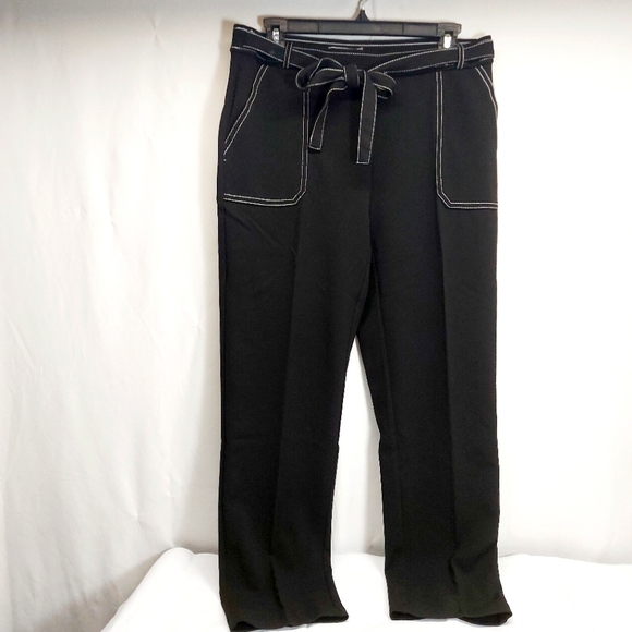 Stretch Slack Waist Tie With Pockets 